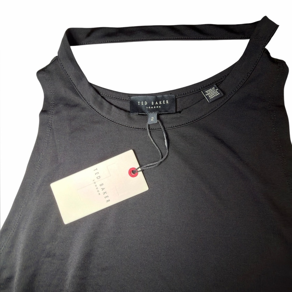Ted Baker EVEAH 2 Black Halter Tunic Top Sleeveless Draped Asymmetric Blouse NEW - Picture 12 of 16
